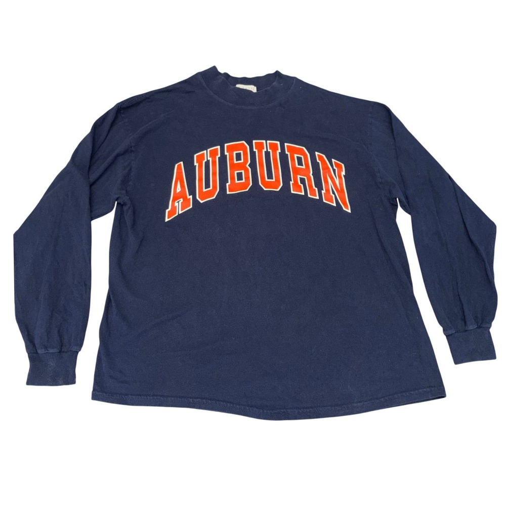 Vintage 90s Soffe Auburn University Tigers Long Sleeve T-Shirt Mens XL Navy Blue